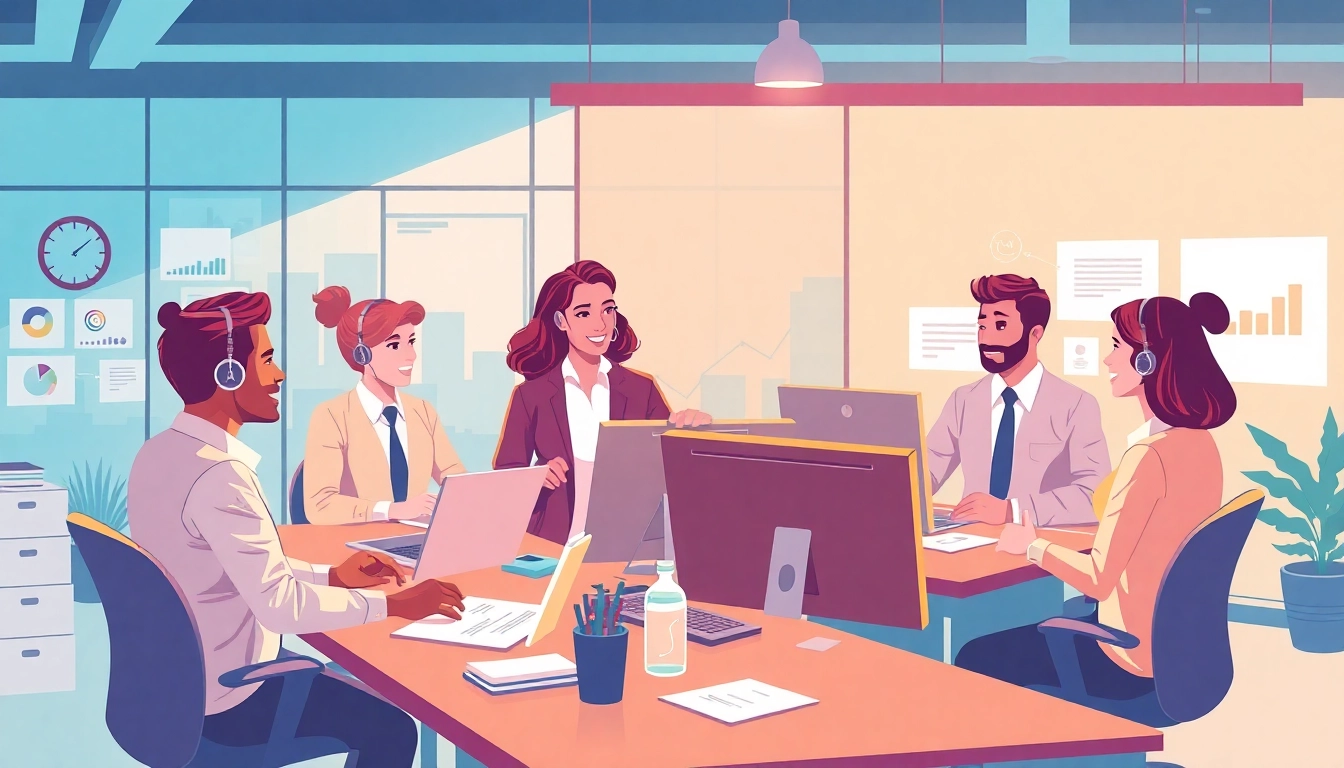 AI outreach agents facilitating productive sales interactions in a modern office setting