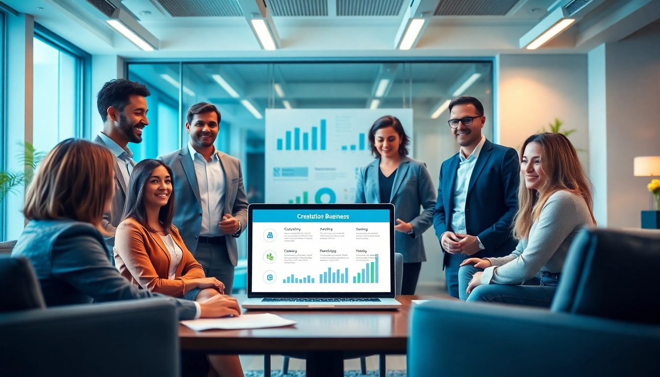 Créez votre societe commerciale avec des experts en création d'entreprise dans un bureau moderne.
