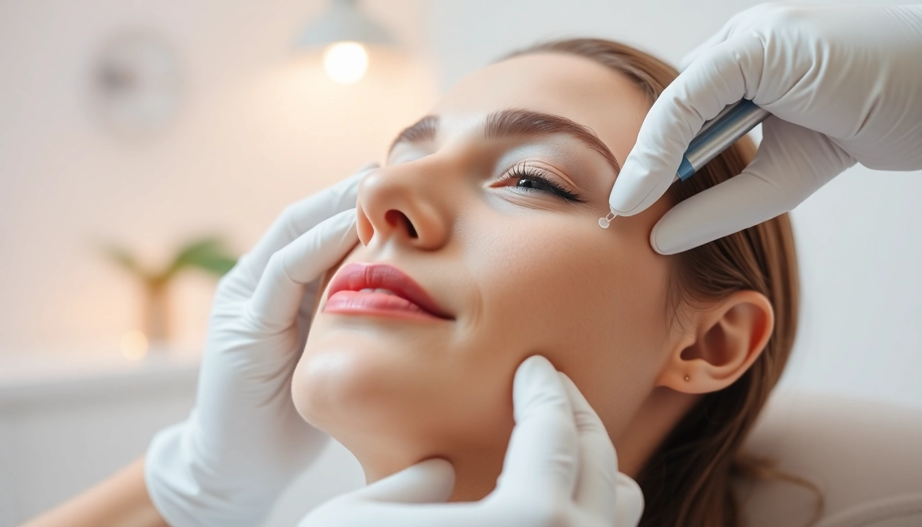 Behandlung mit Botox in einer modernen Klinik, helle und einladende Atmosphäre.
