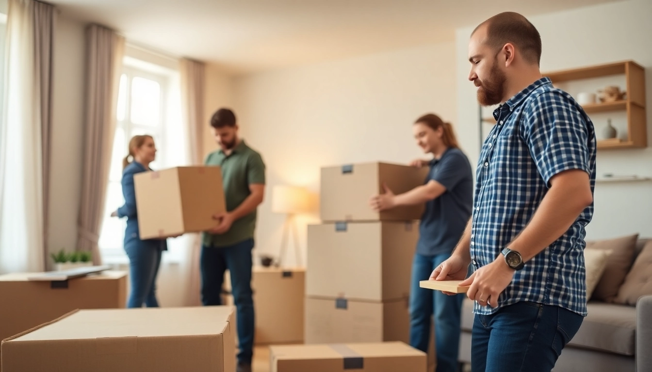 Efficient team managing Umzug Erlangen by packing furniture with care and precision.