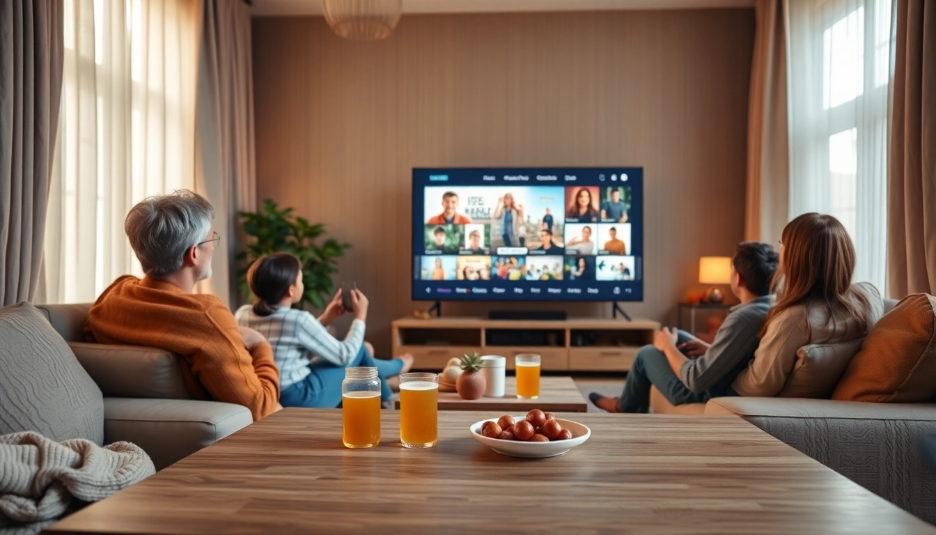 Engage with no credit card iptv trial in a cozy living room setting as a family enjoys IPTV content.
