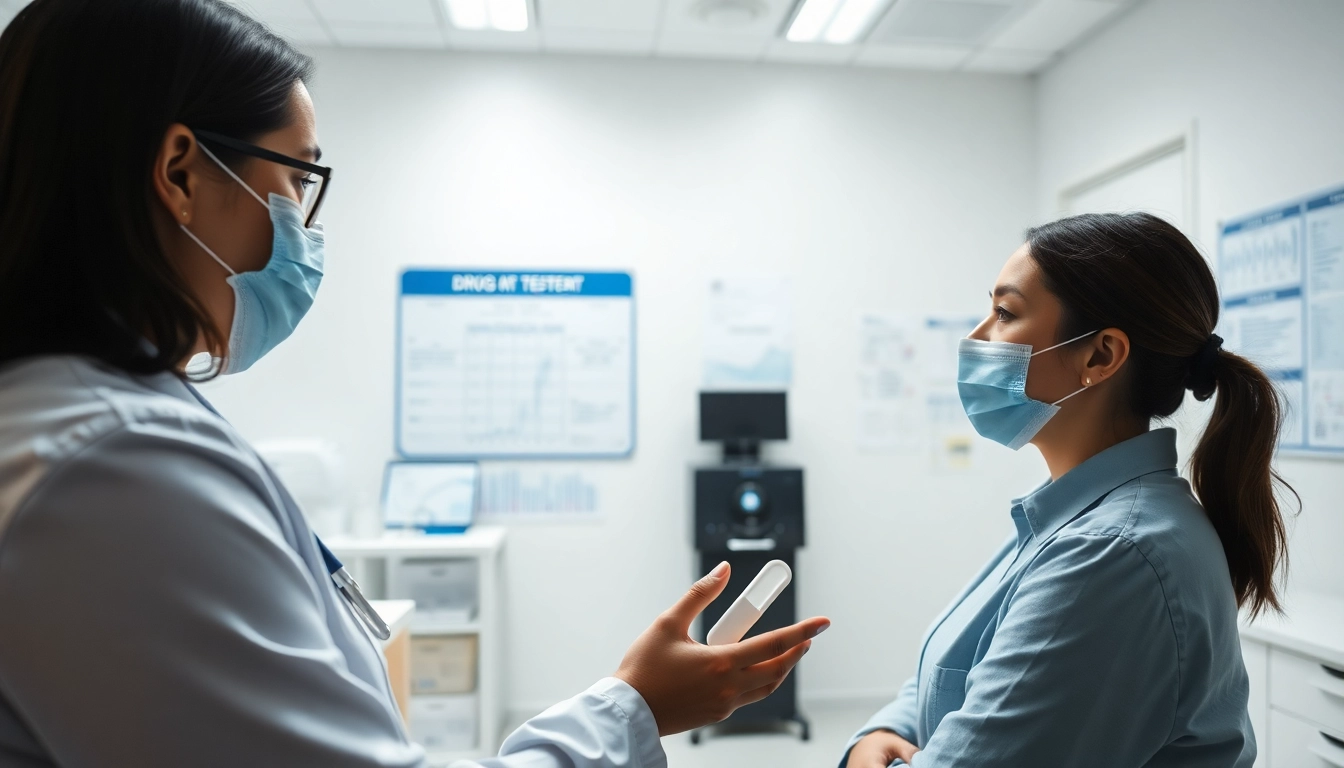 Conducting a drug impairment test to assess intoxication levels in a professional healthcare setting.