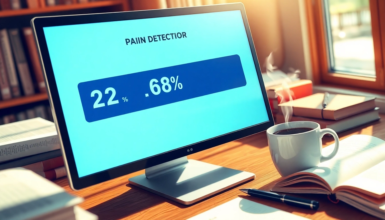 Analyze text originality with the plagiarism detector on a computer screen in a study.