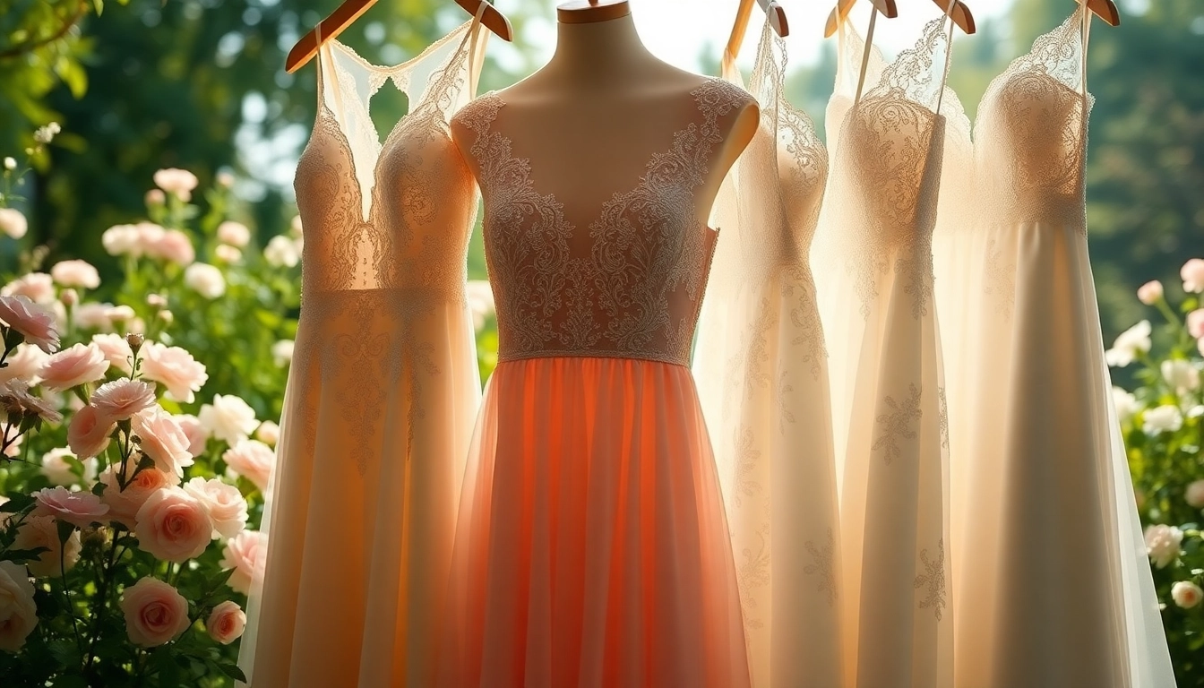 Explore beautiful reception wedding dresses adorned with intricate lace details and a romantic backdrop.