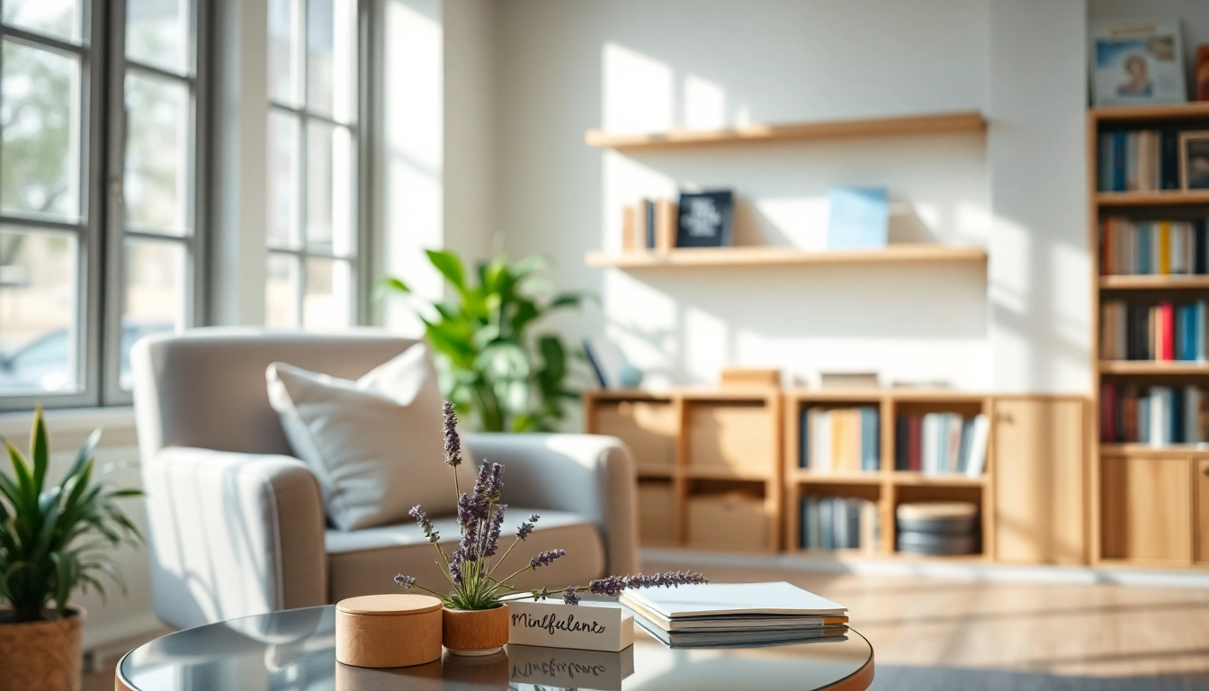 Creating a calming environment for individuals dealing with anxiety in a therapist's office.