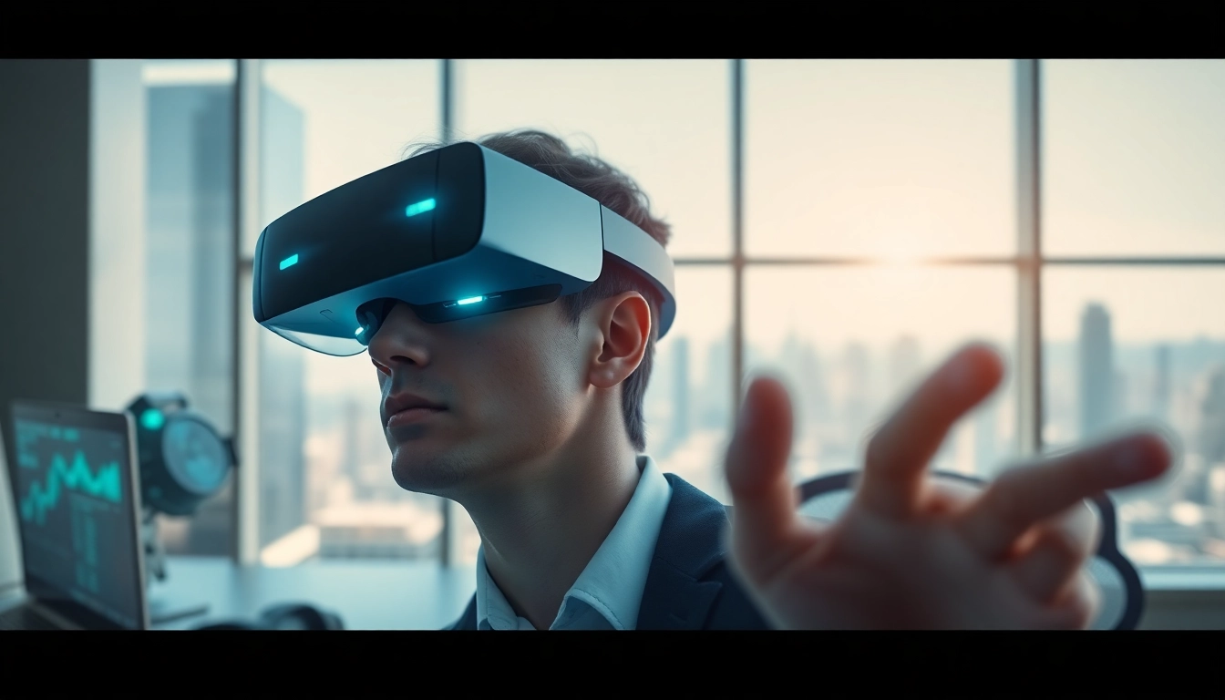 Experience the advanced features of Apple Vision Pro with innovative design in a modern office setup.