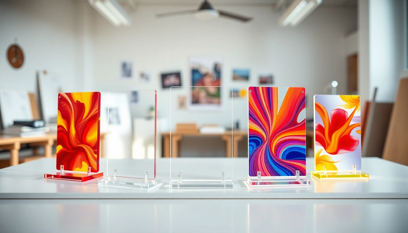 Showcase vibrant acrylic standees designed for various events highlighting unique styles.
