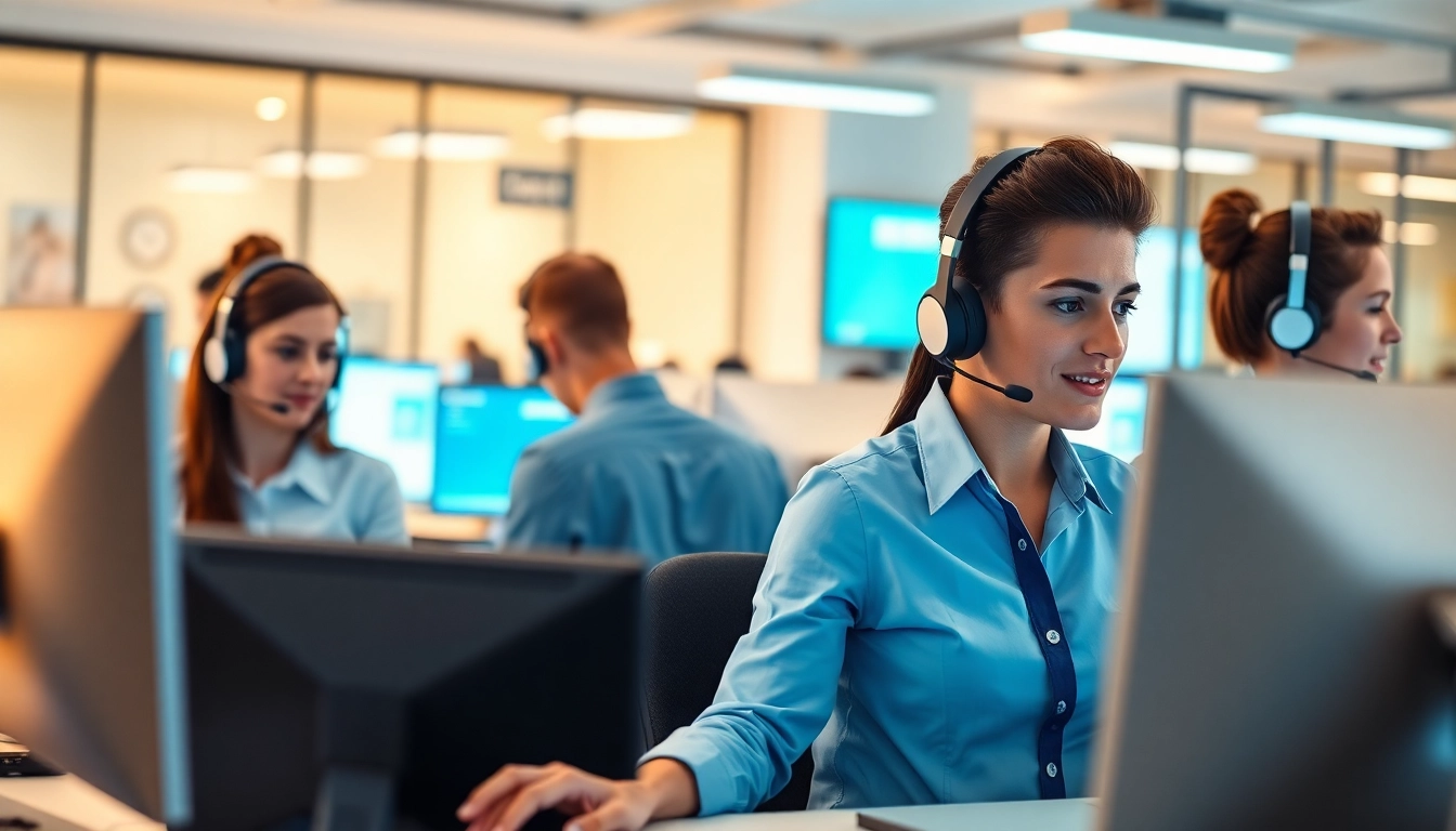 Enhance your understanding of Call center services with dedicated professionals at work in a modern office.