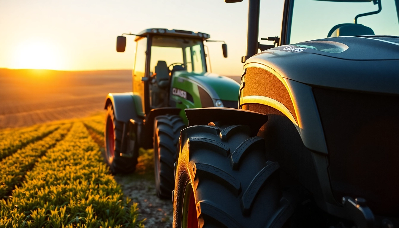 Claas Traktor im Einsatz in einem grünen Acker, der seine Leistungsfähigkeit demonstriert.