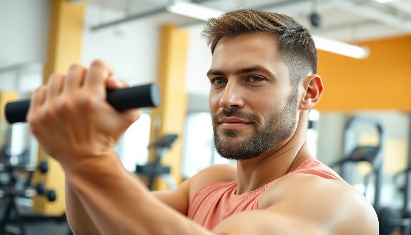 Maximize weights for weight loss with a professional fitness expert demonstrating exercises in a vibrant gym.