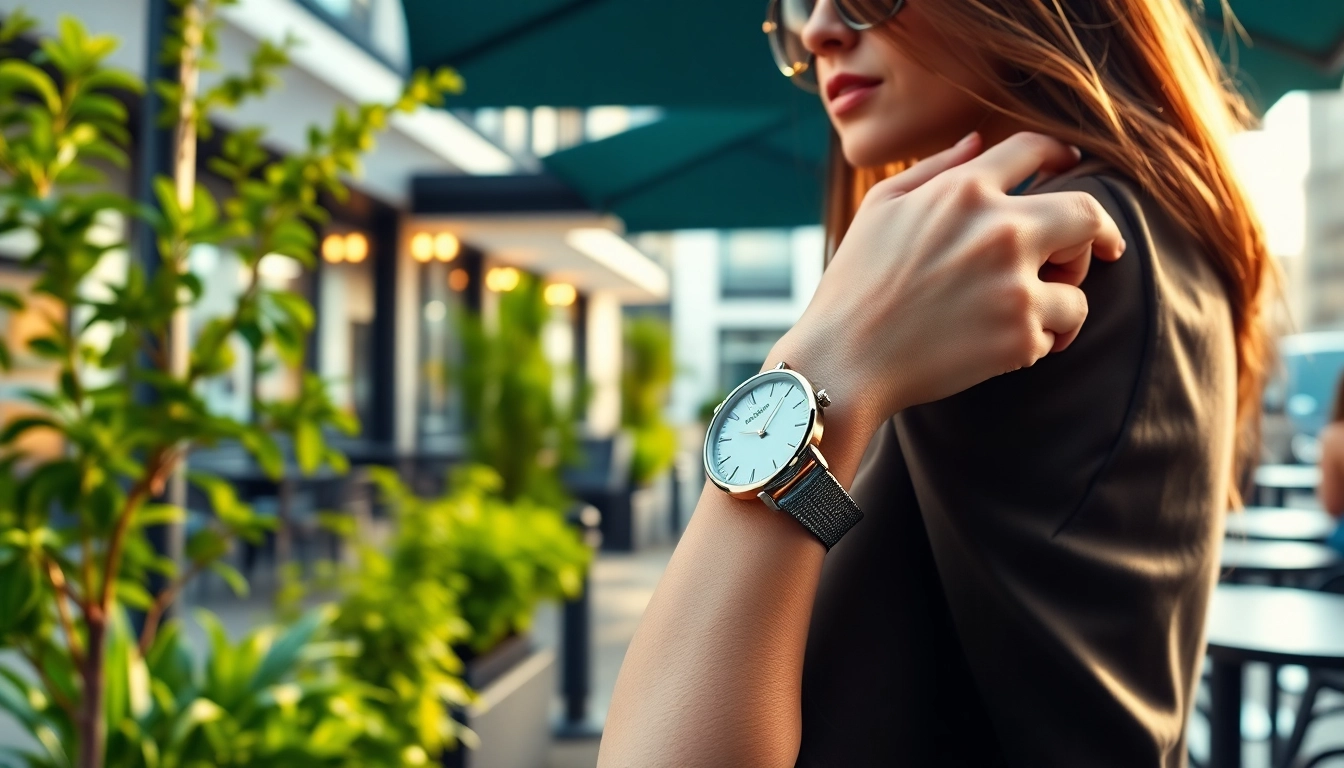 Damen Armbanduhren in elegant Café-Umgebung mit stimmungsvollem Licht.