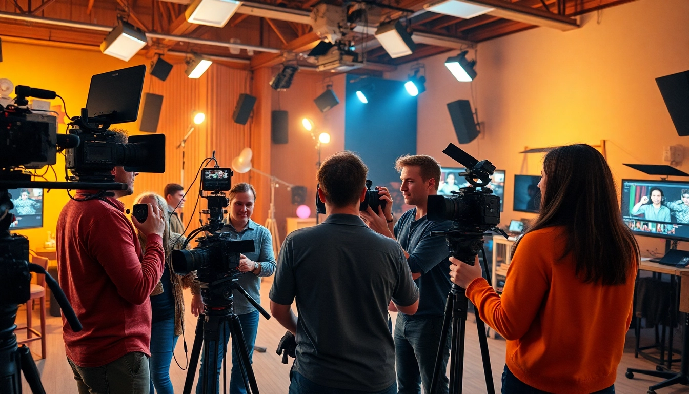 Showcasing a collaborative scene of edmonton production companies in action with a vibrant film set.