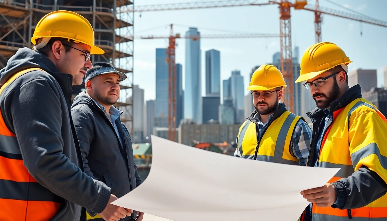 View of a New York Commercial General Contractor managing a construction project with a focused team.