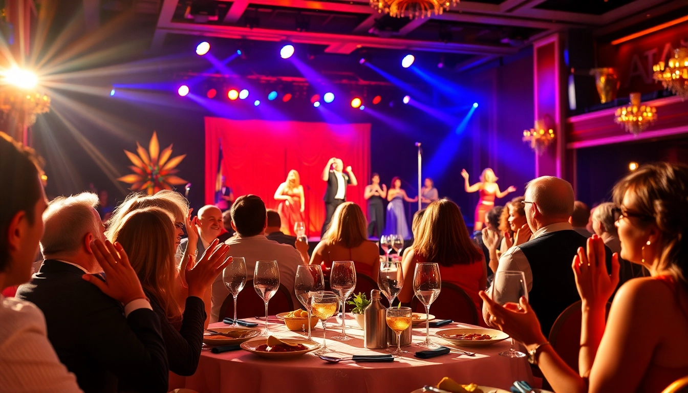 Witness the best dinner show in las vegas with lively performers and delighted diners enjoying the experience.
