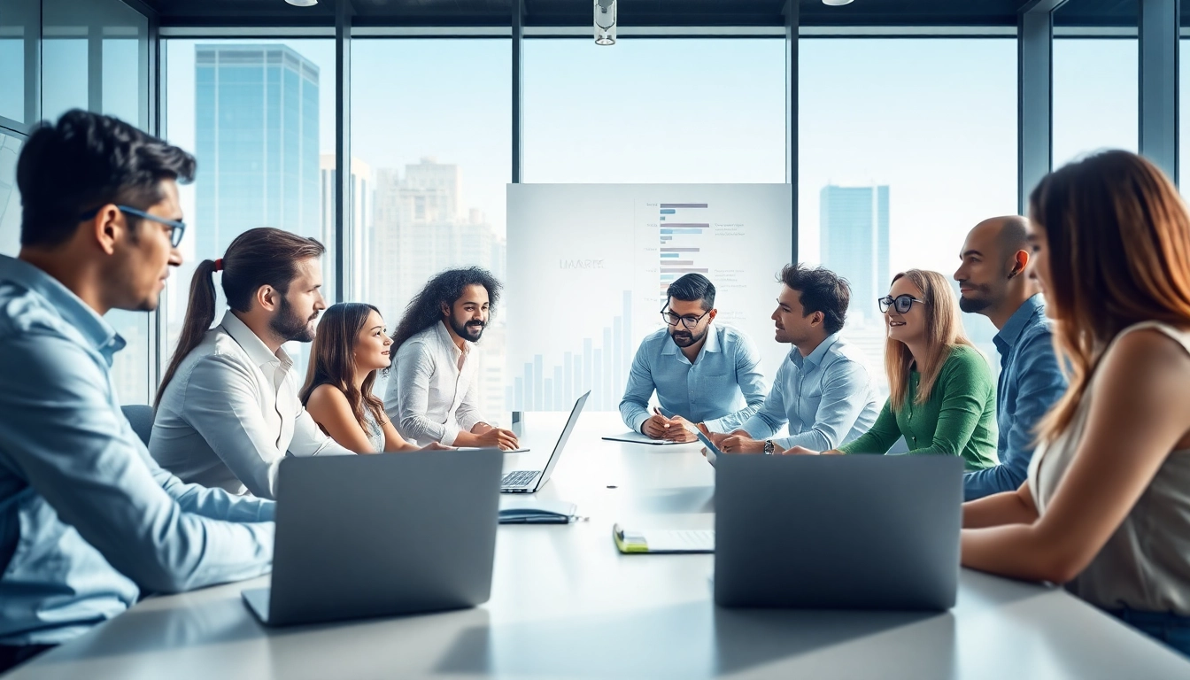 Technology Companies professionals collaborating in a vibrant office setting, demonstrating innovation.