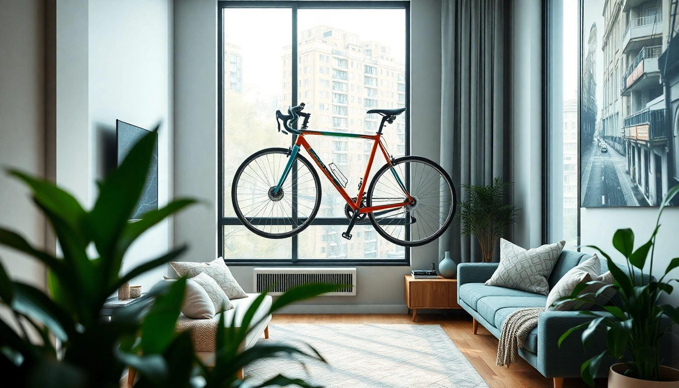Maximize Apartment bike storage with stylish wall-mounted racks in a modern living space.