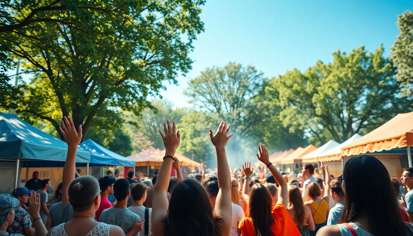 Engaging wildfires events celebrated through a vibrant outdoor festival atmosphere with music and food.