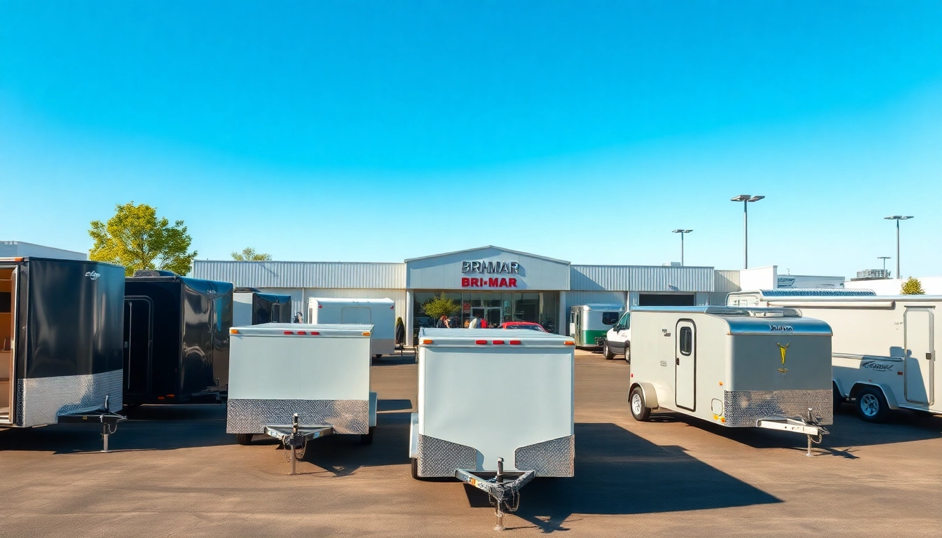 Bri-mar trailers for sale near me available at a bustling dealership with a variety of models