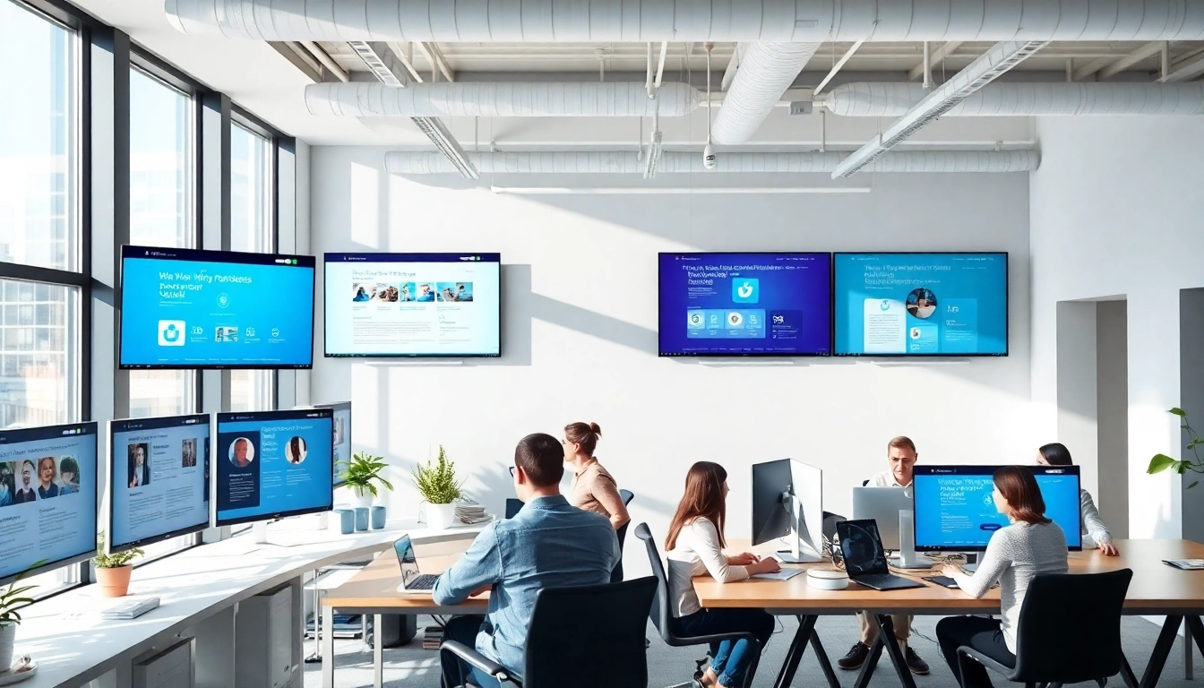 Showcase of website design kansas city with a creative workspace and a collaborative team.